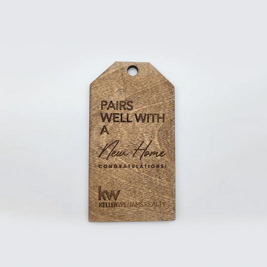 Branded with Logo "Pairs Well with a New Home" - Laser Engraved Wood Tag (1pc)