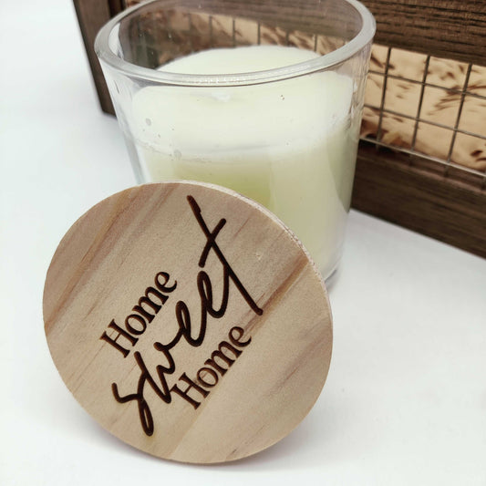 Home Sweet Home - Light Scented Candle Laser Engraved Wood Cover