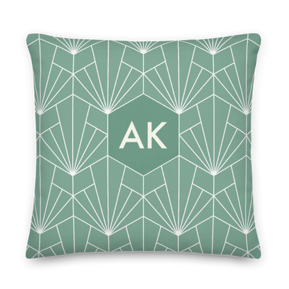 Green Art Deco Gift Bundle Pillow and Blanket Personalized and Branded