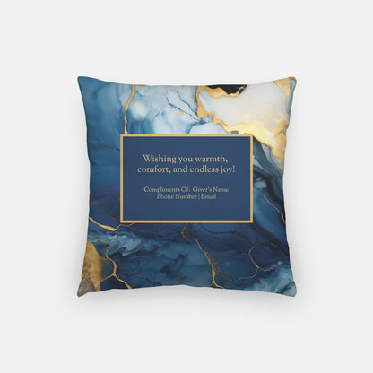 Luxury Blue Marble Gift Set Bundle Pillow and Throw Blanket