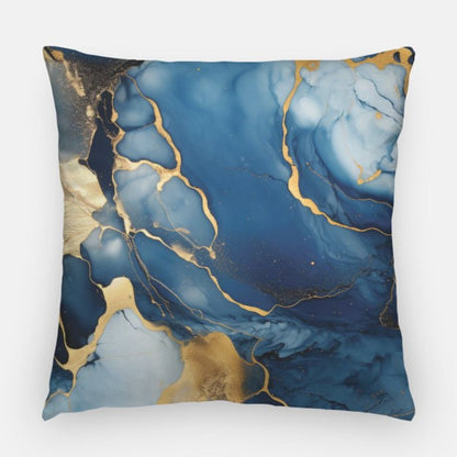 Luxury Blue Marble Custom Message Artisan Pillow 100% Made In USA (Pillow Insert Included)