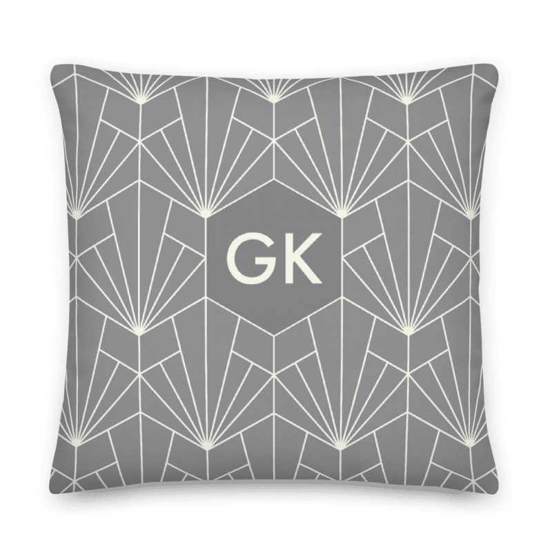 Grey Art Deco Gift Bundle Pillow and Blanket Set - Personalized and Branded