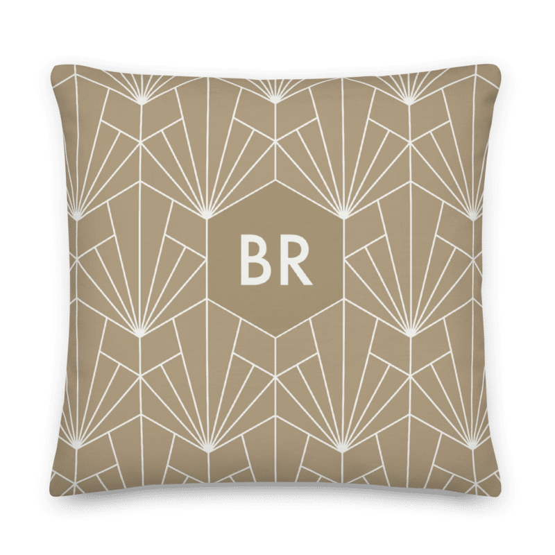 Beige Art Deco Gift Bundle Pillow and Throw Blanket Set - Personalized and Branded