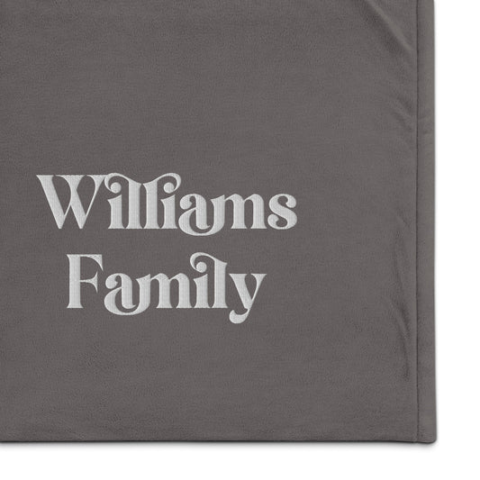 Embroidery Premium Blanket, Personalized with Family Name 50″ × 60″