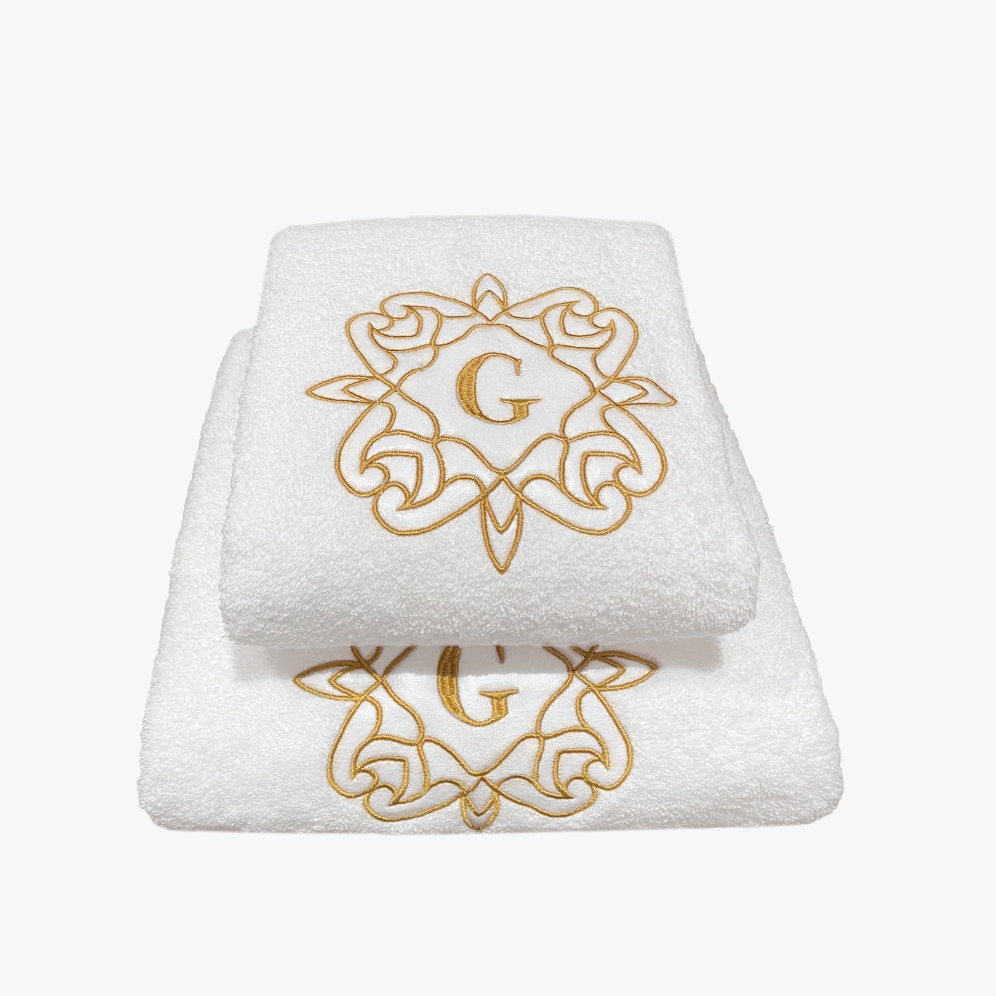 Initial(s) Gold Embroidery Luxury 100% Turkish Cotton Towel Sets (White)