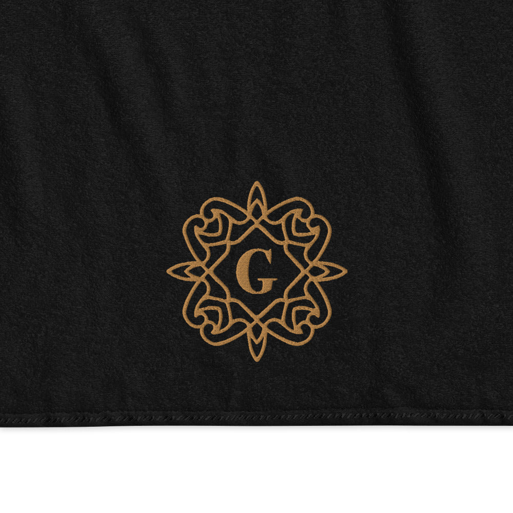 Initial(s) Gold Embroidery Luxury 100% Turkish Cotton Towel Sets (Black)