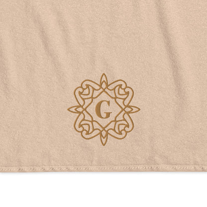 Initial(s) Gold Embroidery Luxury 100% Turkish Cotton Towel Sets (Sand Color)