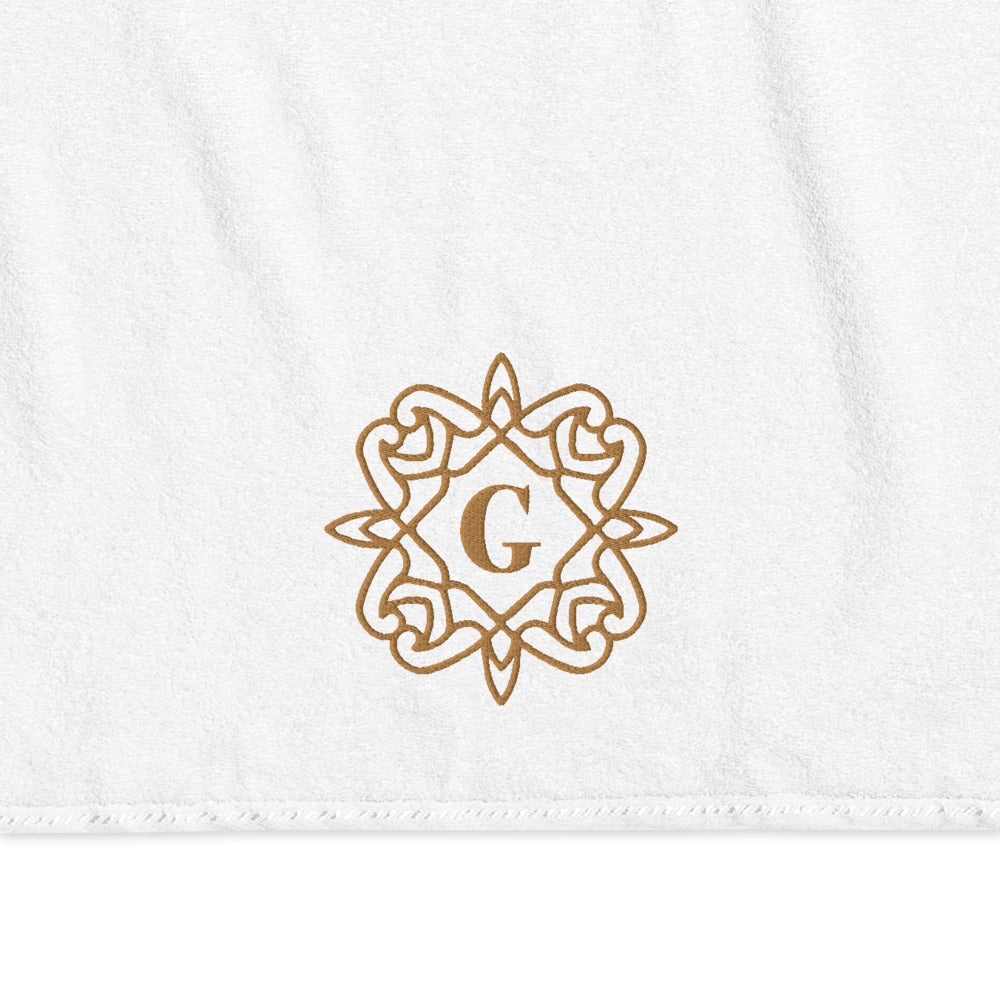 Initial(s) Gold Embroidery Luxury 100% Turkish Cotton Towel Sets (White)