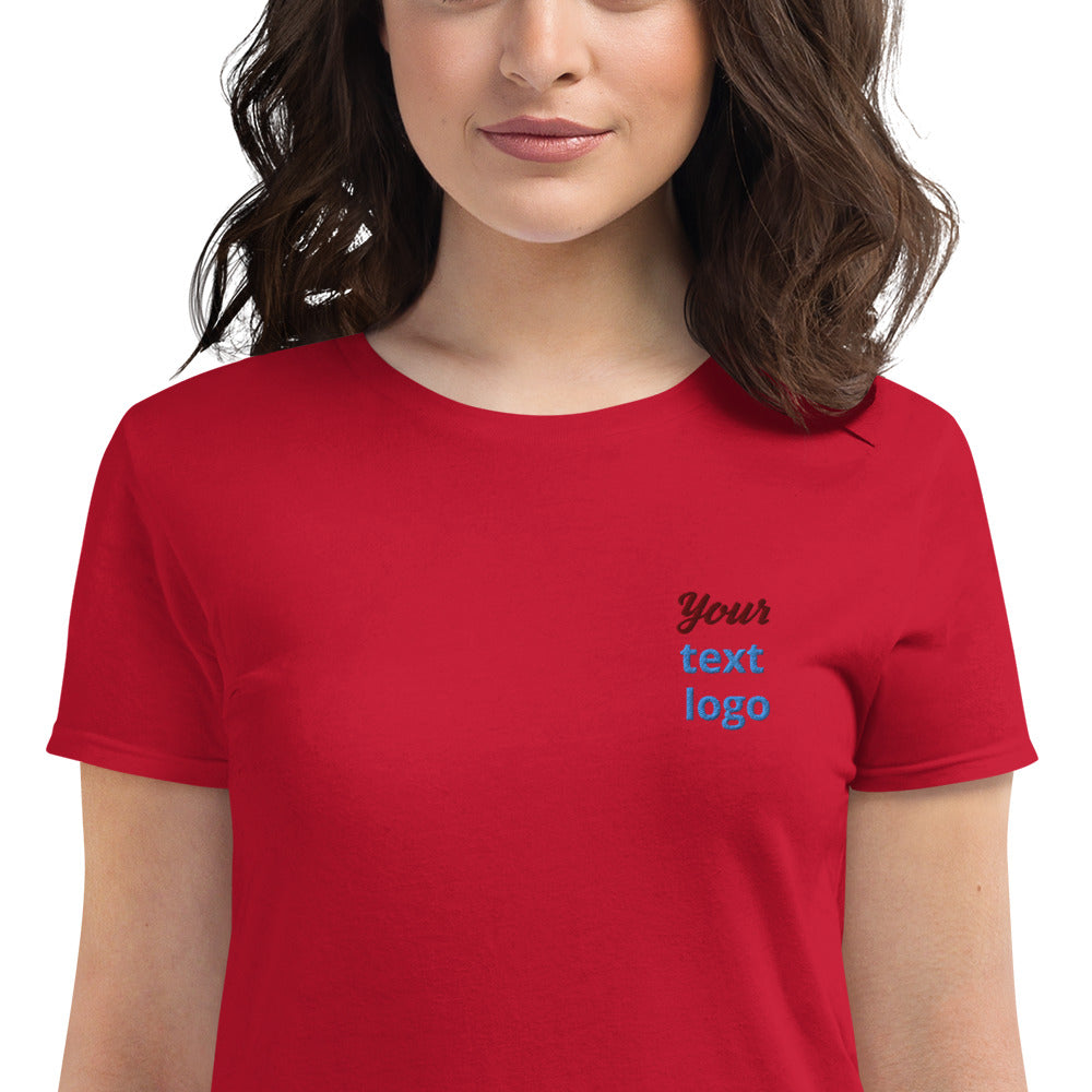 Embroidery Logo Women's Short Sleeve T-shirt Crew Neck